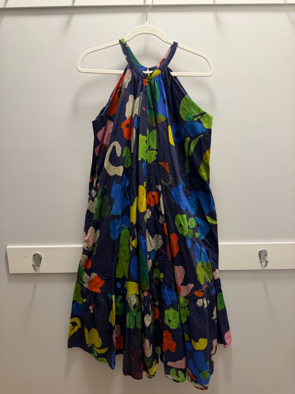 Anthropologie Navy Halter Maxi Dress with Multicolor Floral Print - Picture 4 of 7